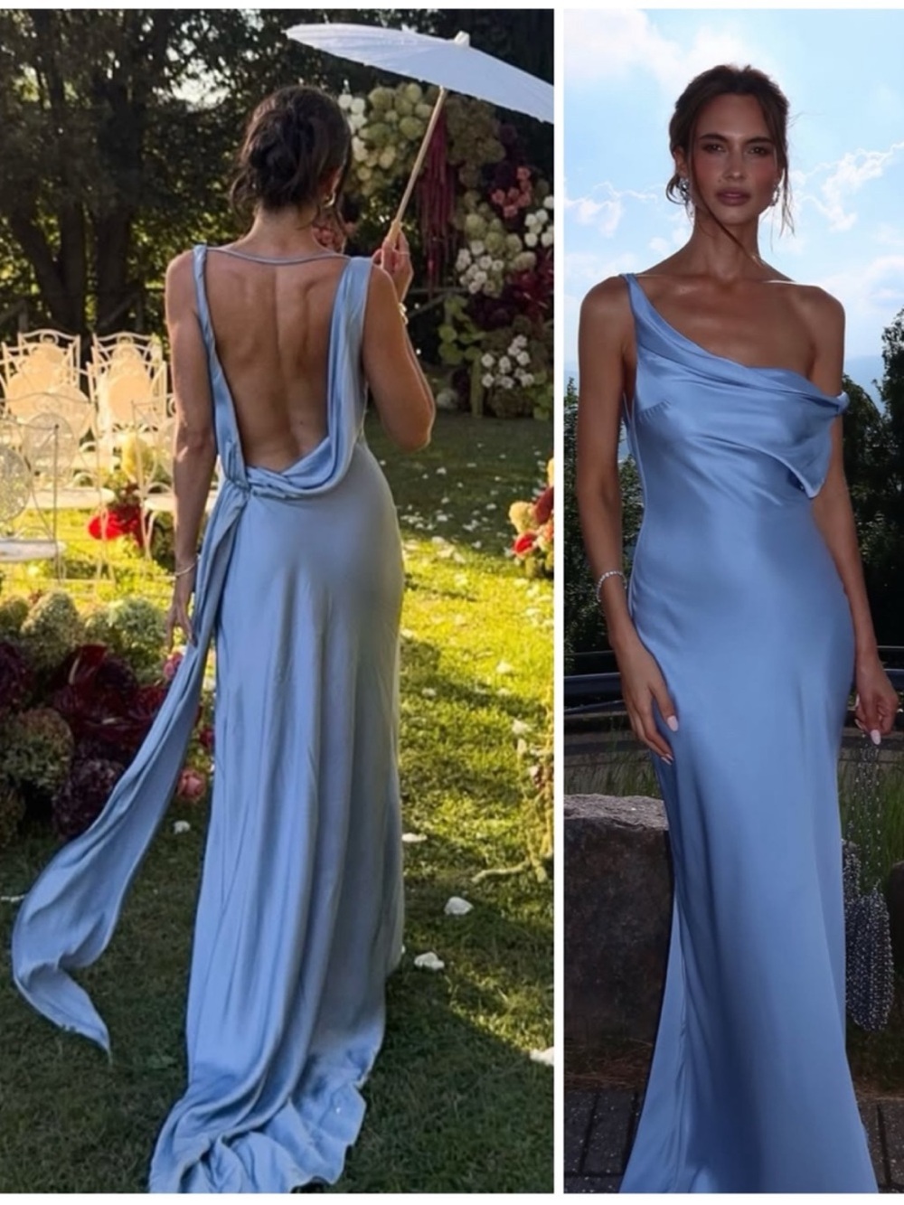 NWT Arcina Ori Darcy Long Maxi Dress Cowlneck Gown Light Blue Women’s XS